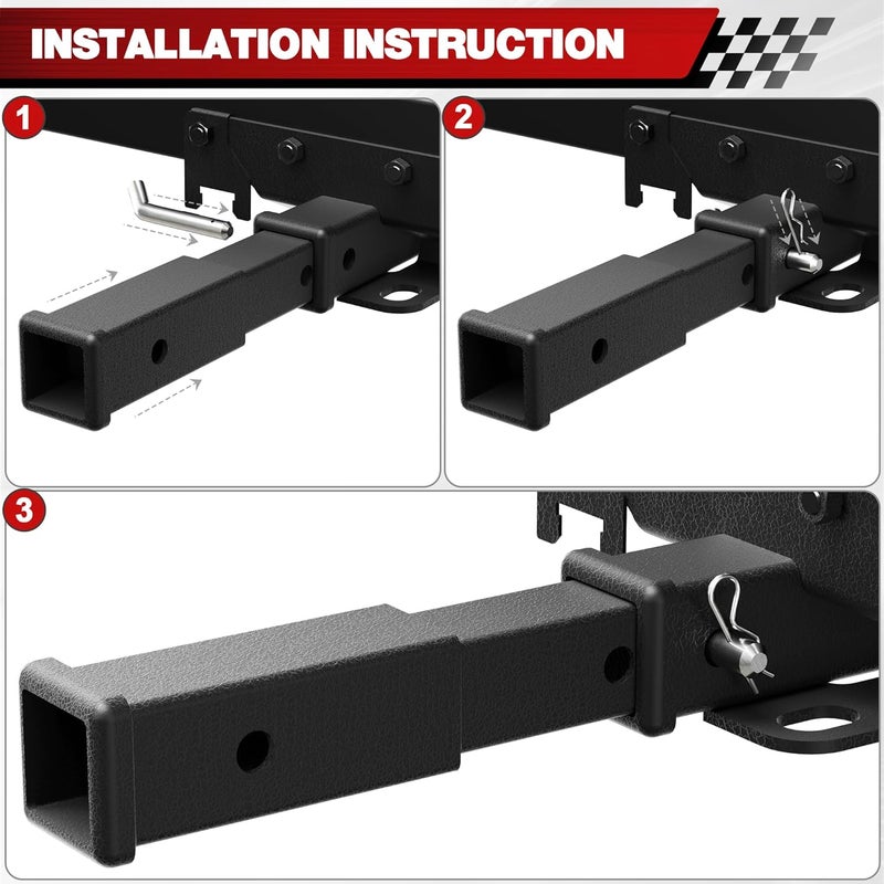 longsen Hitch Extender 2 Inch - Adjustable Trailer Hitch Extension 7.3" - 9.3", 5000 lbs GTW, Includes Hitch Pin, Clip - Image 3
